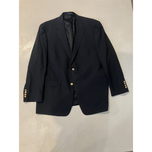 Vtg USA Made Austin Reed 46R Navy Blue Wool Gold Button Blazer Jacket Sport Coat